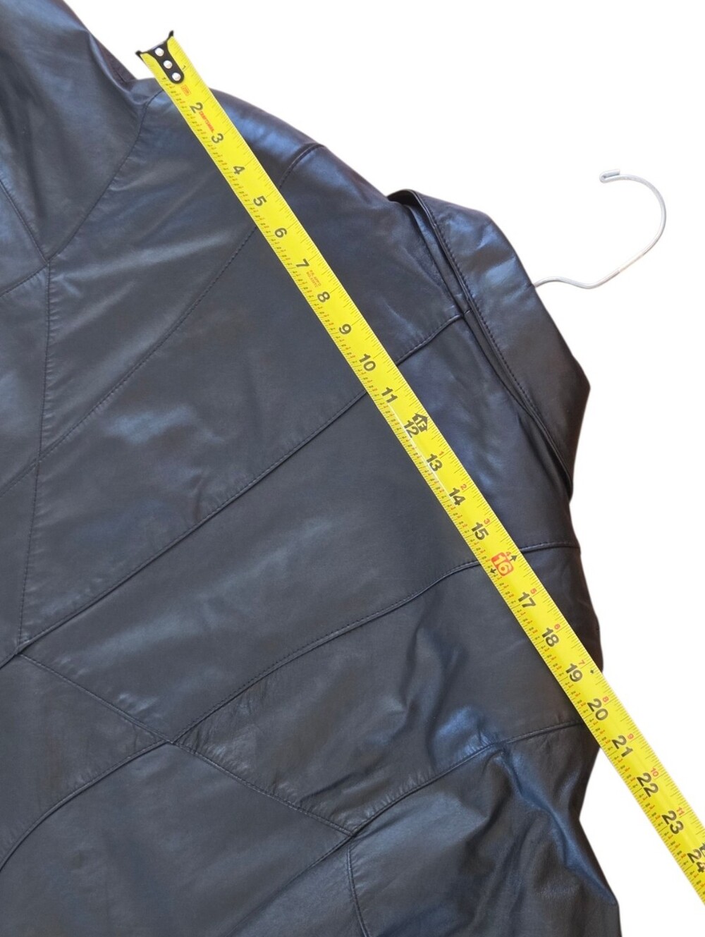 Vintage Long Leather Black Trench Coat Duster Pelle New York-Milano L STUNNING - Picture 12 of 16